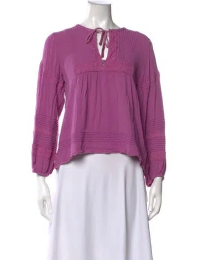 Pre-owned Spell Tie Neck Long Sleeve Top In Purple