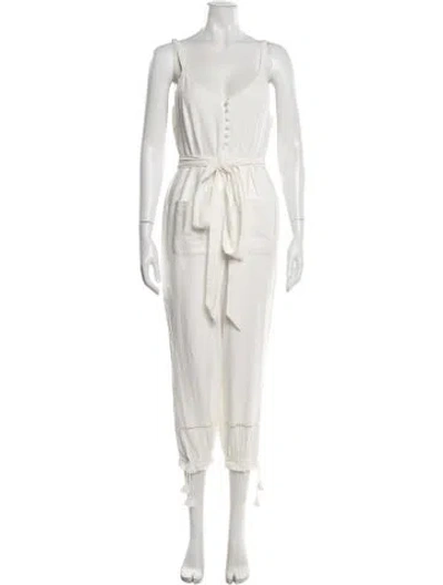Pre-owned Spell V-neck Jumpsuit In White