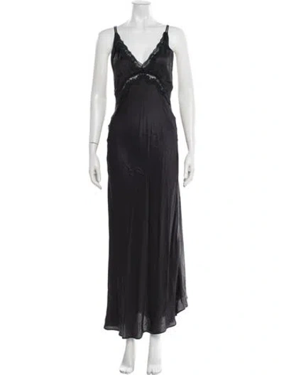 Pre-owned Spell V-neck Long Dress In Black