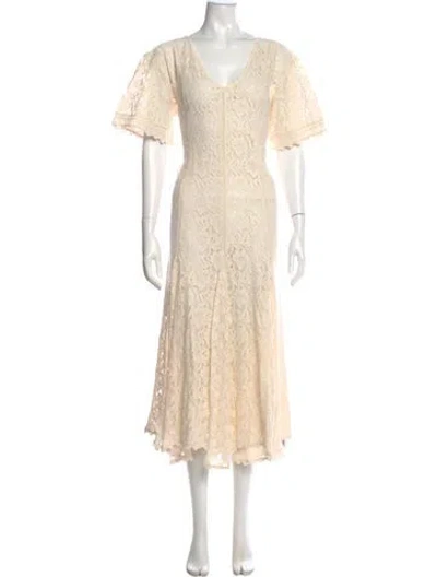 Pre-owned Spell V-neck Long Dress In Neutrals