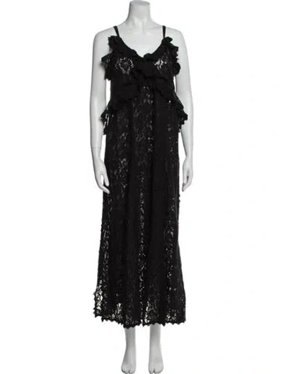 Pre-owned Spell V-neck Long Dress W/ Tags In Black