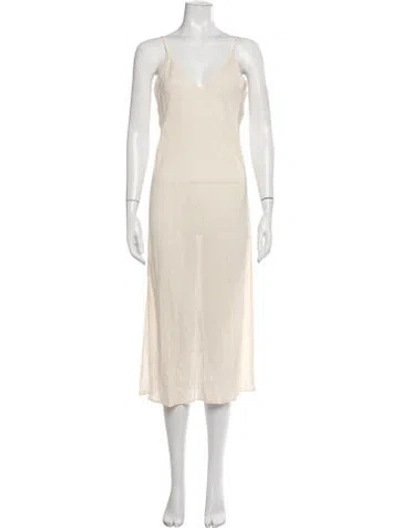 Pre-owned Spell V-neck Midi Length Dress W/ Tags In Neutrals