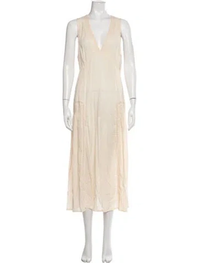 Pre-owned Spell V-neck Midi Length Dress W/ Tags In White