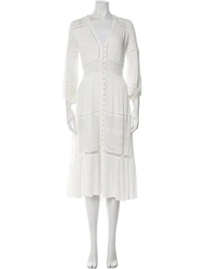 Pre-owned Spell V-neck Midi Length Dress In White