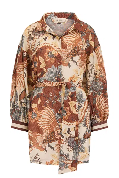Spell Volcano Goddess Shirt Dress In Multi