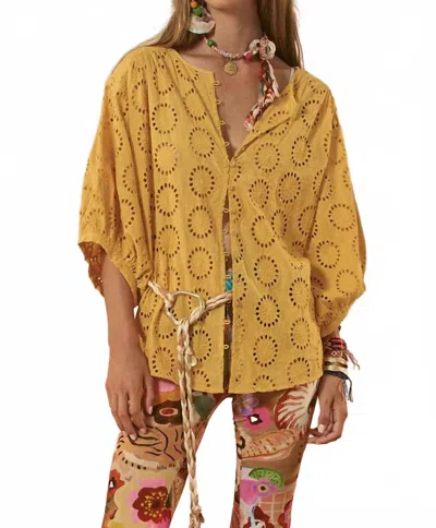 Spell Yaya Lace Blouse In Golden Sun In Yellow