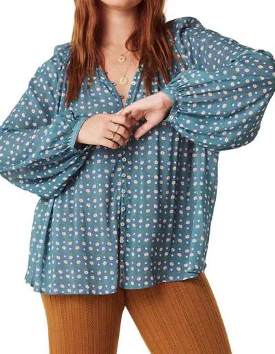 Spell Yellow Rose Blouse In Cornflower In Blue