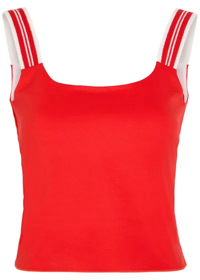 Spence Court Piqué Ponte Top In Red