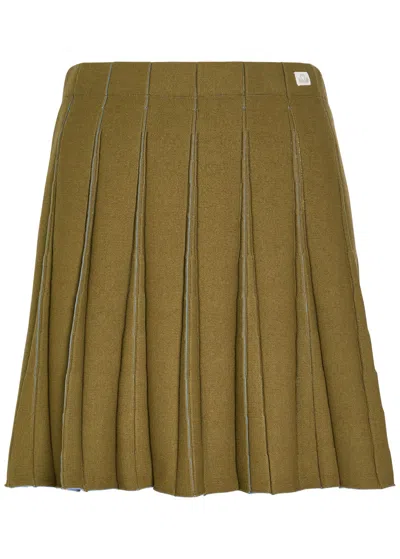 Spence Sport Pleated Knit Mini Skirt In Green