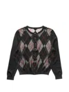 Spencer Badu Argyle-pattern Mesh Cardigan In Black