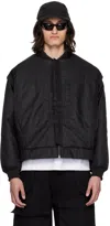 Spencer Badu Black Pulledback Bomber Jacket In Black