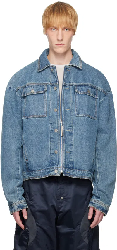 Spencer Badu Blue Zip Denim Jacket