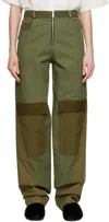 Spencer Badu Green Paneled Trousers In Olive