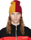 Spencer Badu Red & Yellow Split Beanie In Orange