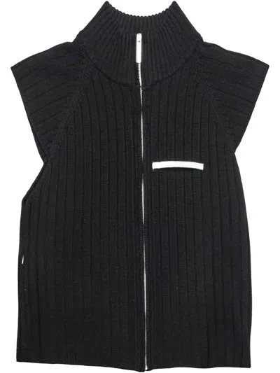 Spencer Badu Ribbed Zip-up Gilet In Black