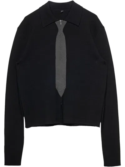 Spencer Badu Tie-detail Collared Cardigan In Black