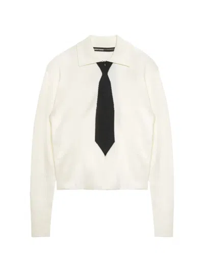 Spencer Badu Tie-motif Wool Sweater In White