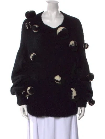 Pre-owned Spencer Vladimir Cashmere Graphic Print Sweater In Black