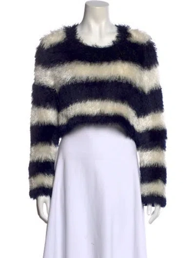 Pre-owned Spencer Vladimir Striped Crew Neck Crop Top In Black