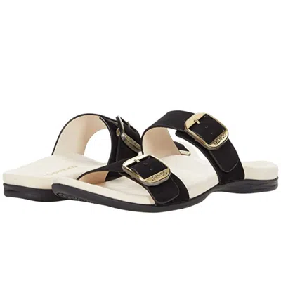 Spenco Men's  Vista Sp1065 Sandals Black Leather Slip-on Slide Hawk866