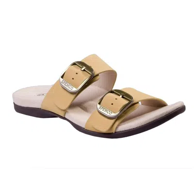 Spenco Vista Sandals Women's Yellow Leather Arch Support Slip On Slide Hawk2228 In Gold