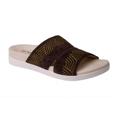 Spenco Women's  Twilight Ellie Sandals Us Brown Leather Open Toe Slide Gal685 In White