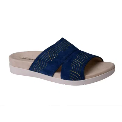 Spenco Women's  Twilight Ellie Sp1070pea Sandals W Blue Suede Slides Hawk1091