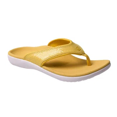 Spenco Women's  Yumi Gecko Flip Flop Sundress Slip On Orthotic Sandal Jzz611 In Yellow