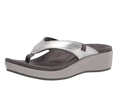 Spenco Women's Weekend Wedge Sandal In Silver Snake In Gray