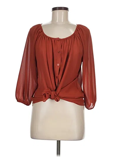 Pre-owned Spense 3/4 Sleeve Blouse In Brown