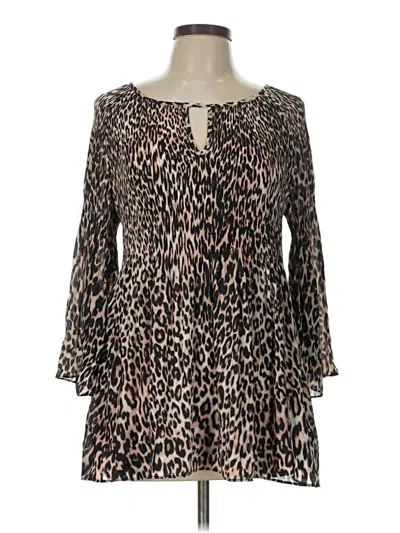 Pre-owned Spense 3/4 Sleeve Blouse In Brown