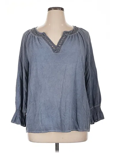 Pre-owned Spense 3/4 Sleeve Blouse In Gray