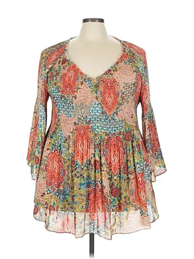 Pre-owned Spense 3/4 Sleeve Blouse In Orange