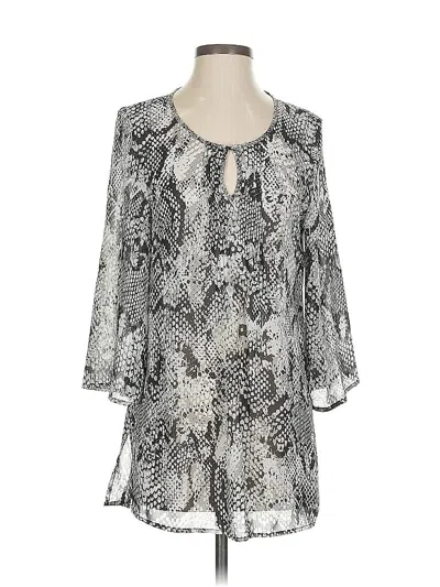 Pre-owned Spense 3/4 Sleeve Blouse In Silver