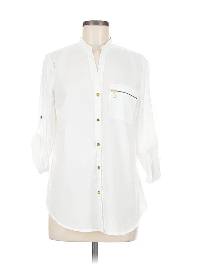 Pre-owned Spense 3/4 Sleeve Blouse In White
