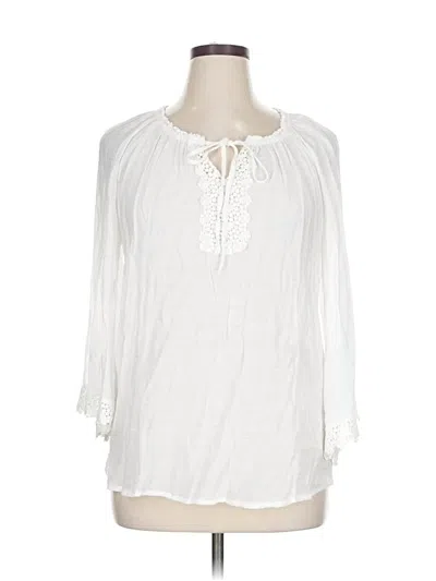 Pre-owned Spense 3/4 Sleeve Blouse In White