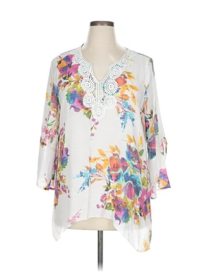 Pre-owned Spense 3/4 Sleeve Blouse In White