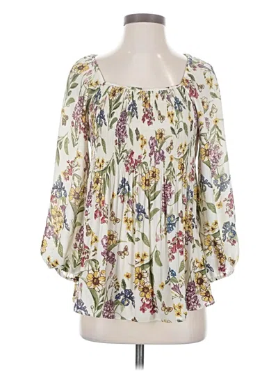 Pre-owned Spense 3/4 Sleeve Blouse In White