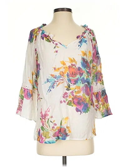Pre-owned Spense 3/4 Sleeve Blouse In White