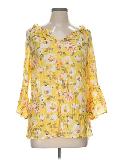 Pre-owned Spense 3/4 Sleeve Blouse In Yellow