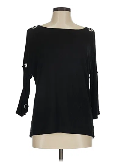 Pre-owned Spense 3/4 Sleeve Top Black Boatneck Tops
