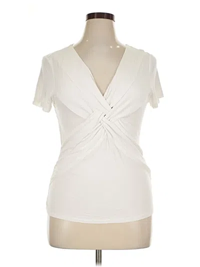 Pre-owned Spense Short Sleeve Top Ivory Plunge Neckline Tops