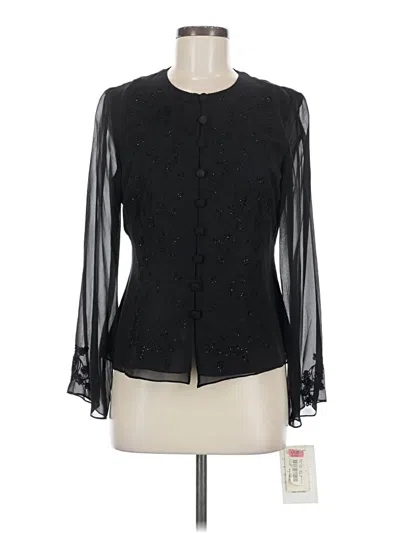 Spenser Jeremy Long Sleeve Silk Top Black Mock Neckline Tops