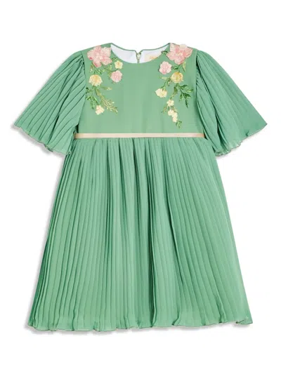 Speranza Kids' Floral-appliqué Dress In Green