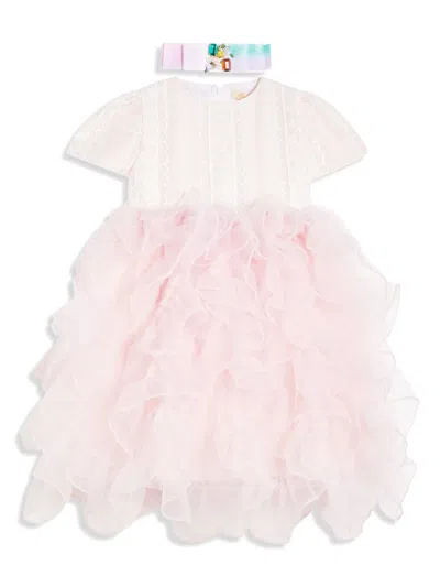 Speranza Kids' Ruffle Dress And Headband In 粉色