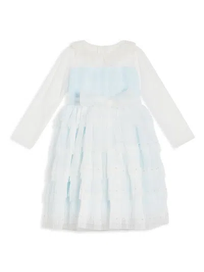 Speranza Kids' Ruffled Dress In 蓝色