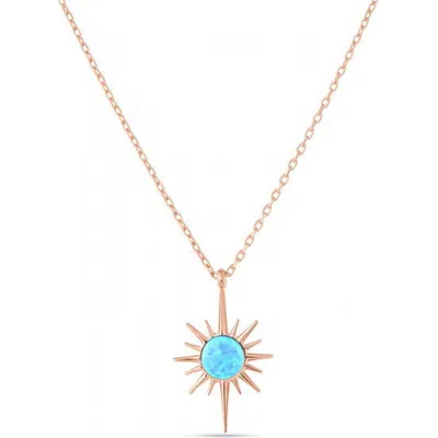 Spero London Blue Opal Northernstar Sterling Silver Pendant Necklace In Gold