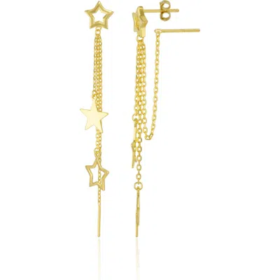 Spero London Chain And Stars Sterling Silver Drop Earring In Gold