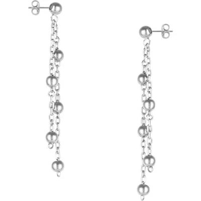 Spero London Dorica Sterling Silver Multi Bead Drop Earring In Metallic