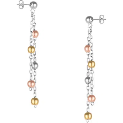 Spero London Dorica Sterling Silver Multi Bead Drop Earring In Metallic